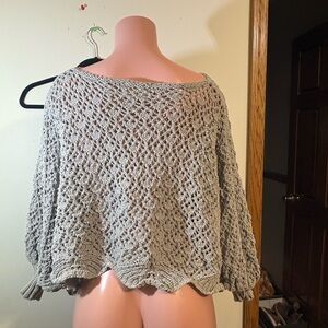 Jessica Simpson Women’s small Tan Scallop Edge Batwing Sweater oversized loose